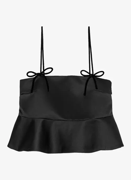 Ganni Duchesse Satin Top Black