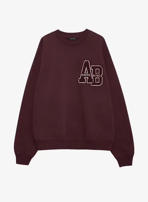 Anine Bing Miles Sweatshirt Letterman Dark Burgundy