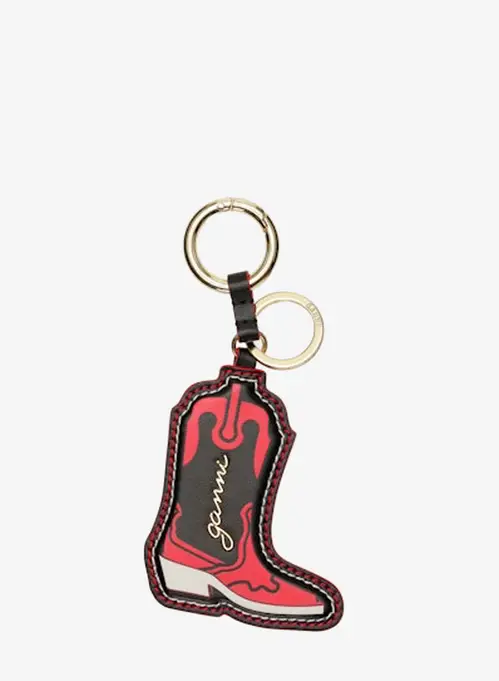 Ganni Western Boot Keyring Racing Red