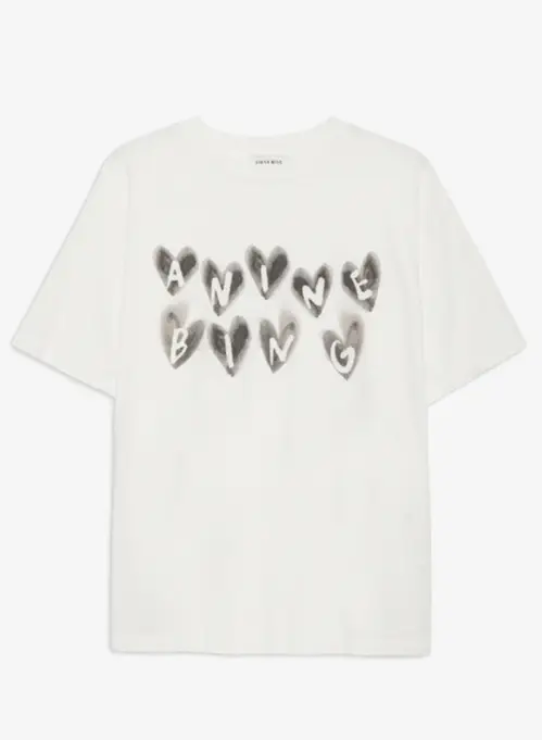 Anine Bing Cade Tee Hearts Ivory