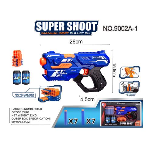 Soft Bullet "Super Shoot" - 4 forskellige, super seje pistoler -