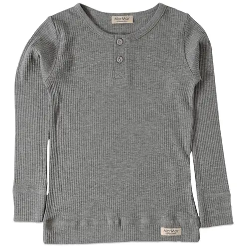 Graumeliertes Ripp-Langarmshirt (8 år/128 cm)