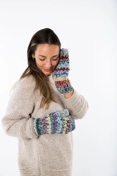 Queen Mittens - Fuza Wool - Multi Unica