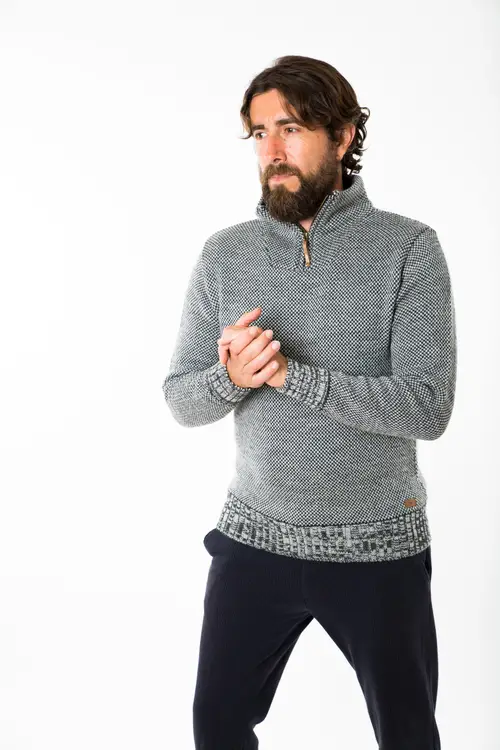 Dai 1/2 Zip Sweater - Fuza Wool - Navy Melange