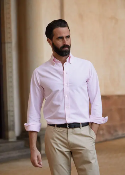 Oxford Shirt - Bright Pink - Str: S - Cotton