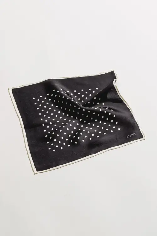 Black White Polka Dot Silk Pocket