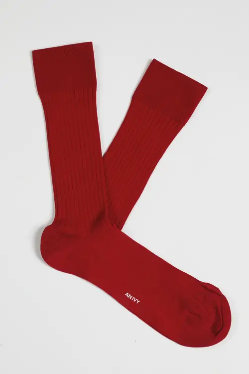 Red Ribbed Socks - Str: 39-42