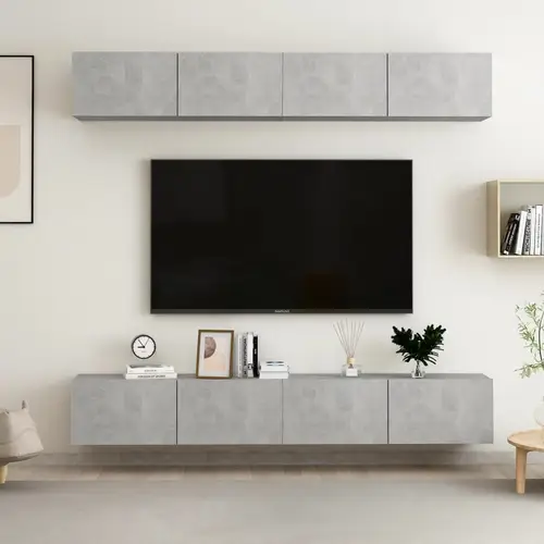 vidaXL tv-skabe 4 stk. 100x30x30 cm konstrueret træ betongrå