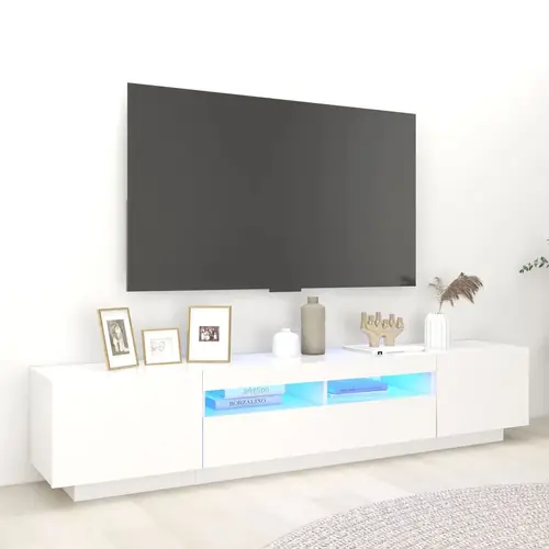 vidaXL tv-skab med LED-lys 200x35x40 cm hvid