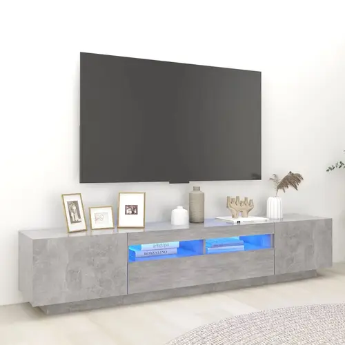 vidaXL tv-skab med LED-lys 200x35x40 cm betongrå