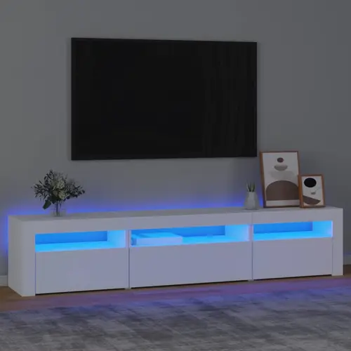 vidaXL tv-skab med LED-lys 195x35x40 cm hvid