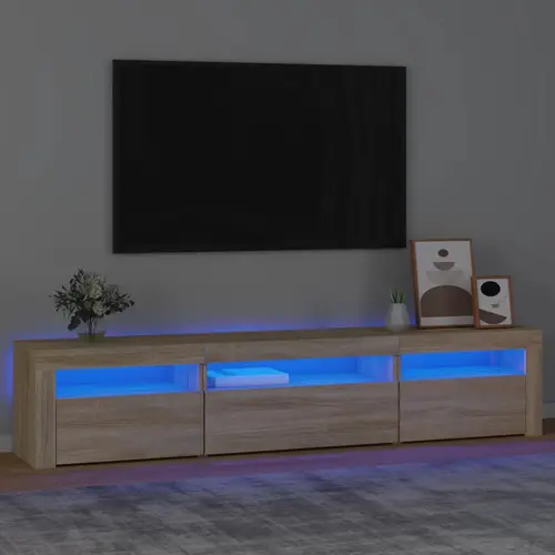 vidaXL tv-bord med LED-lys 195x35x40 cm sonoma-eg