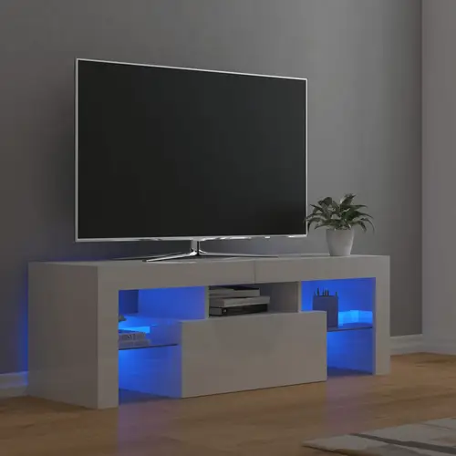 vidaXL tv-skab med LED-lys 120x35x40 cm hvid højglans