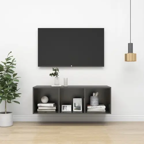 vidaXL væghængt tv-skab 37x37x107 cm konstrueret træ grå