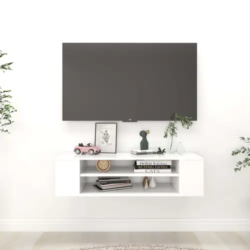 vidaXL væghængt tv-bord 100x30x26,5 cm konstrueret træ hvid