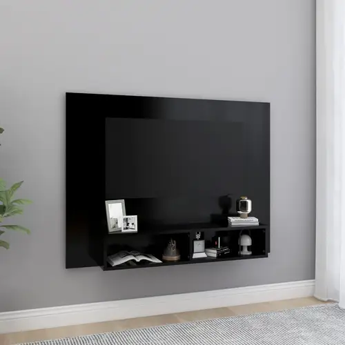 vidaXL væghængt tv-skab 120x23,5x90 cm konstrueret træ sort