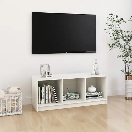 vidaXL tv-bord 104x33x41 cm massivt fyrretræ hvid