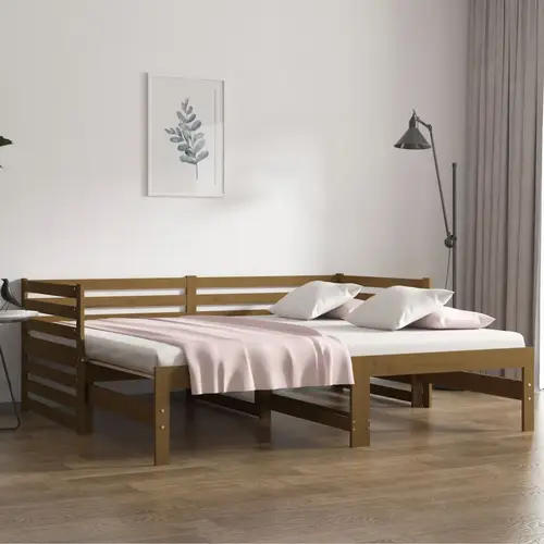 vidaXL daybed med udtræk 2x(90x190) cm massivt fyrretræ gyldenbrun