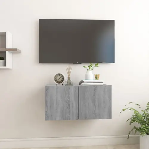 vidaXL væghængt tv-bord 60x30x30 cm konstrueret træ grå sonoma-eg