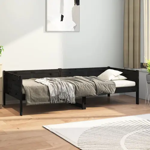 vidaXL daybed massivt fyrretræ sort 90x190 cm