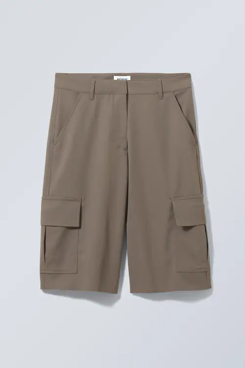 Weekday Arwen Cargoshorts I Habitstof Kaki. Farve: Khaki størrelse 40