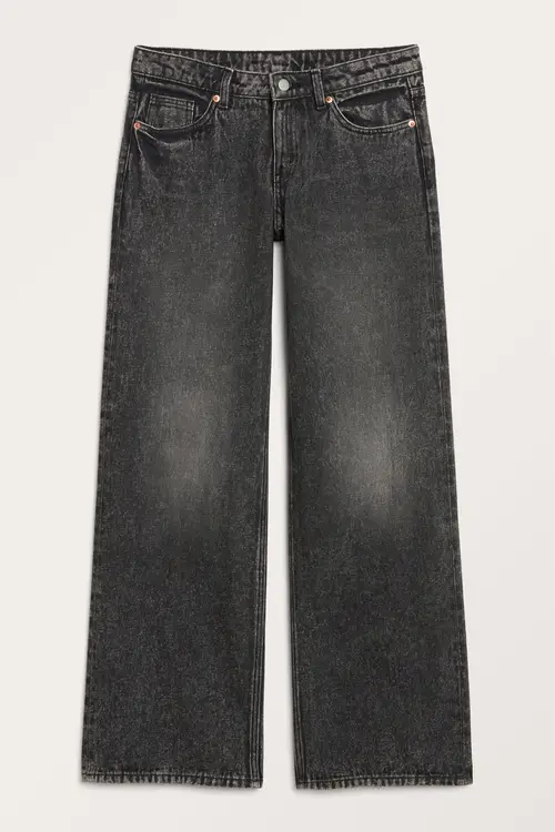 Monki Imoo Lavtaljede Jeans Sort, Loose jeans. Farve: Black I størrelse W 34