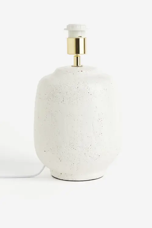 H&m Home Glaseret Lampefod I Keramik Hvid, Bordlampe. Farve: White størrelse Onesize