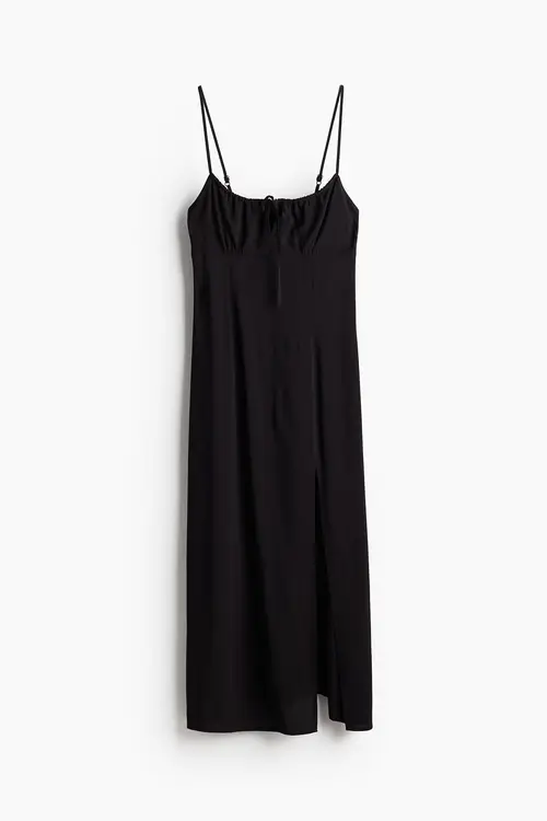 H&M Midi-kjole Med Snøredetalje Sort, Hverdagskjoler. Farve: Black I størrelse XS