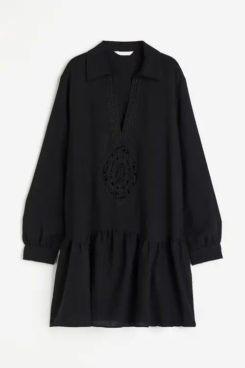 H&M Kjole Med Blondedetalje Sort, Hverdagskjoler. Farve: Black I størrelse XS