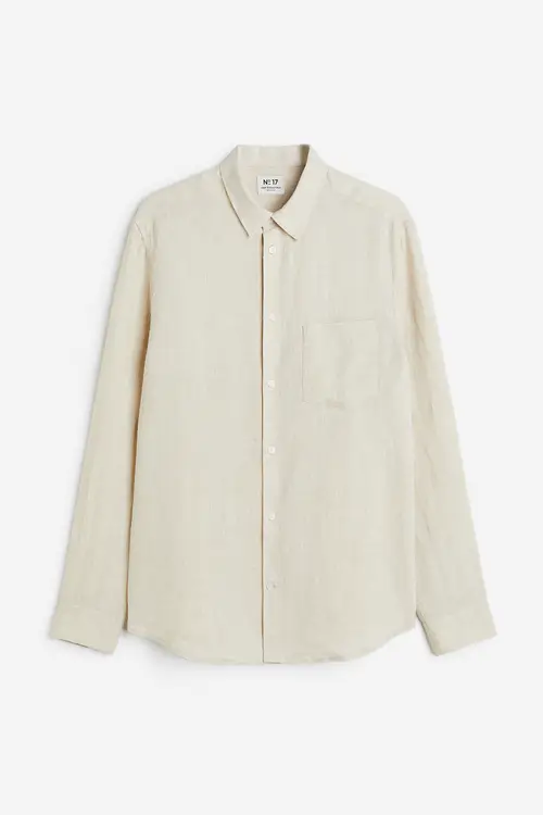 H&M Skjorte I Hør Regular Fit Lys Beige, Casual. Farve: Light beige størrelse XXL