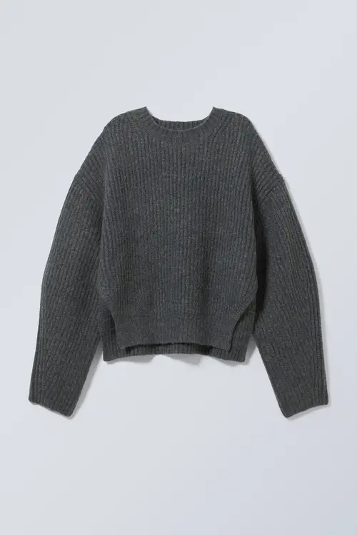 Weekday Ivy Striksweater Mørkegrå, Striktrøjer. Farve: Dark grey I størrelse XS