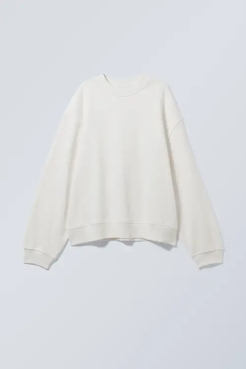 Weekday Paula Boxy Sweatshirt White, Hoodies I størrelse L