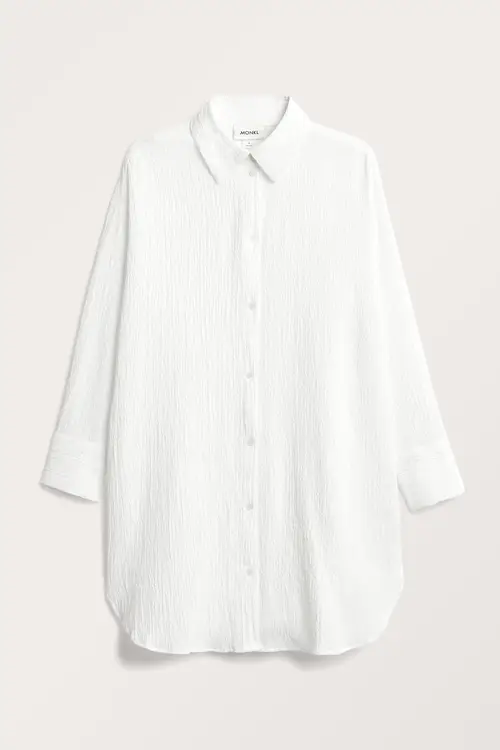 Monki Oversized Button Up Shirt Dress White, Hverdagskjoler I størrelse XS