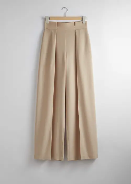 & Other Stories Wide Trousers Beige, Bukser I størrelse 36