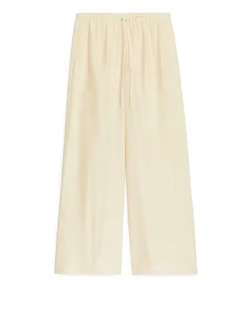 Arket Raw Silk Trousers Off White, Bukser I størrelse 32