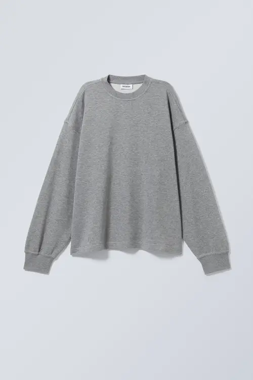 Weekday Boxy Sweatshirt Med Rund Hals Støvet Mellemgrå, Hoodies. Farve: Medium dusty grey I størrelse XXS