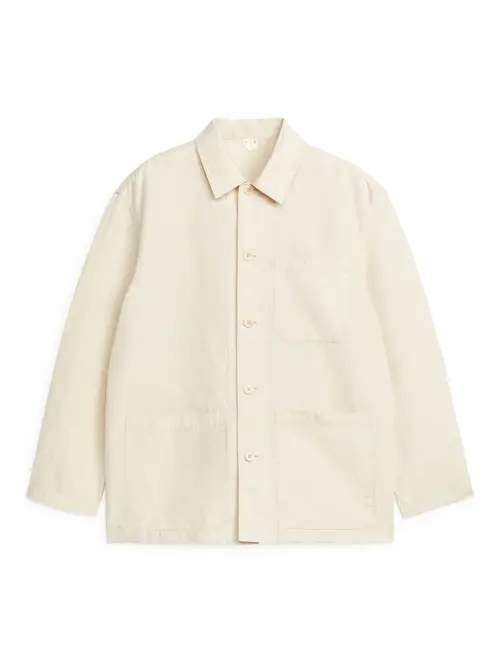 Arket Overshirt I Bomuld Og Hør Naturlig, Casual. Farve: Natural linen størrelse 50