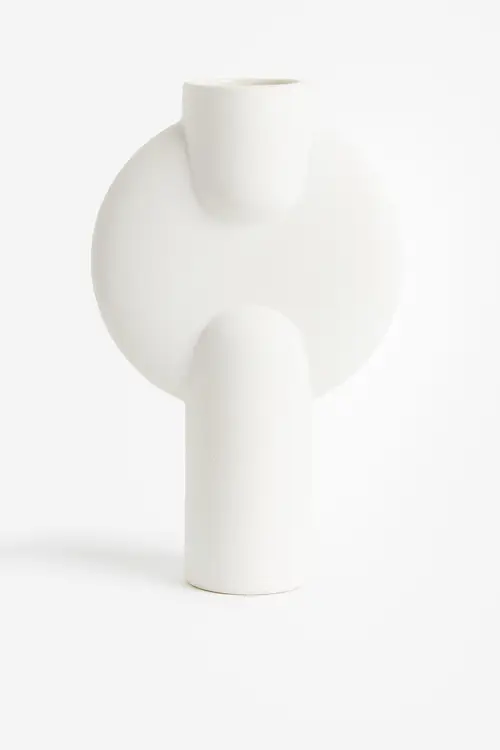 H&m Home Høj Vase I Stentøj Hvid. Farve: White størrelse Onesize