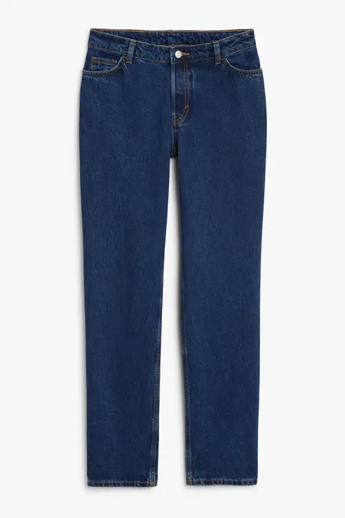 Monki Jrd Monokomi Mid Waist Indigo Jeans M Lige Ben, Straight jeans I størrelse W 30