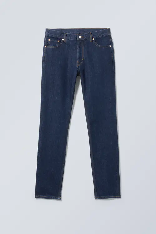 Weekday Sunday Slim Jeans, Der Er Smallerede Forneden Blue Rinse, Skinny jeans I størrelse 28/32