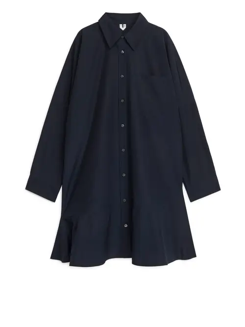 Arket Peplum Shirt Dress Dark Blue, Hverdagskjoler I størrelse 42