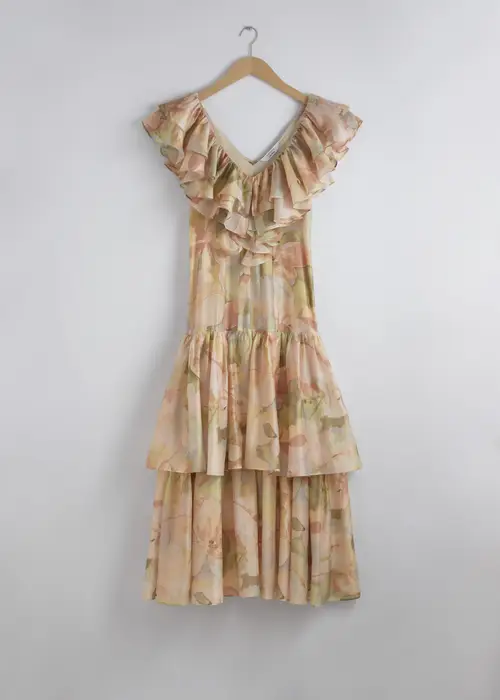 & Other Stories Cascading Ruffle Maxi Dress Pink/green Florals, Hverdagskjoler I størrelse 36