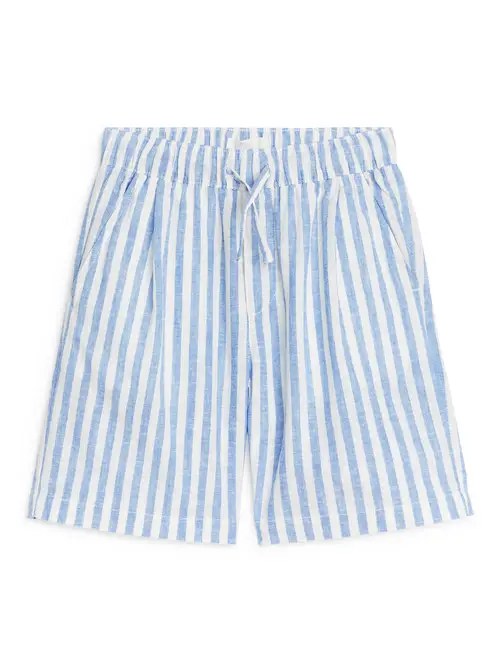 Arket Shorts I Bomuld/hør Blå/hvid. Farve: Blue/white størrelse 128