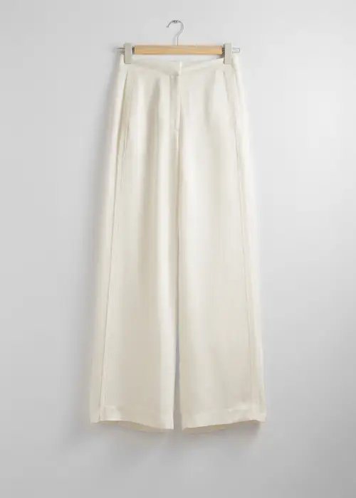 & Other Stories Straight High-waist Trousers White, Bukser I størrelse 40