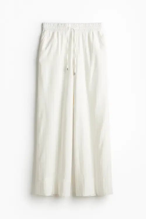 H&M Vide Pull On-bukser Creme/nålestribet. Farve: Cream/pinstriped I størrelse XL