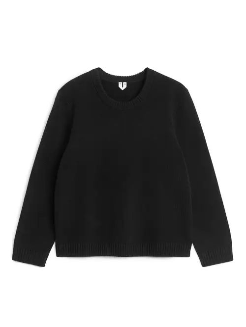 Arket Sweater Med Rund Hals Sort, Striktrøjer. Farve: Black I størrelse XS