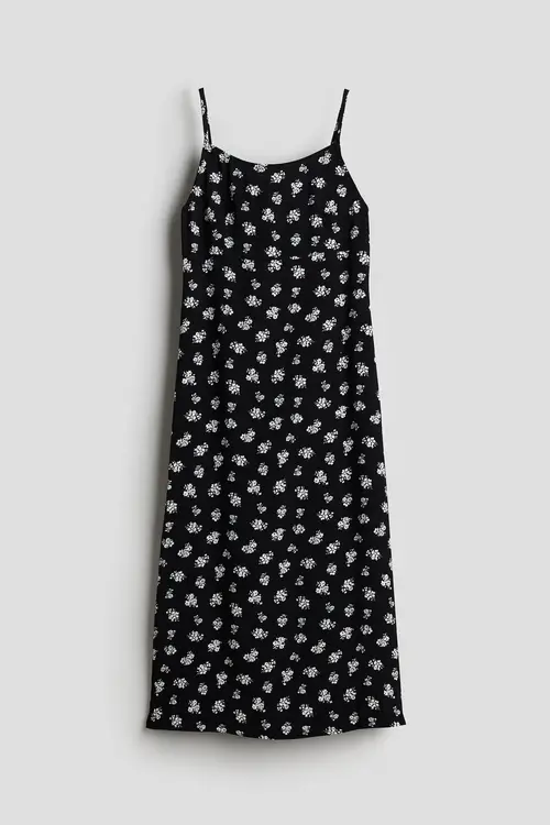 H&M Slip In-kjole Med Bindebånd Bagpå Sort/blomstret, Kjoler. Farve: Black/floral I størrelse 134