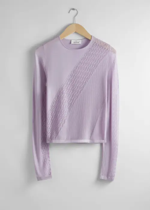 & Other Stories Contrast-panel Knit Top Lilac, Striktrøjer I størrelse XS