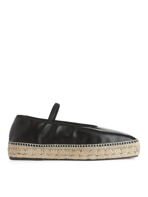 Arket Espadrillos I Læder Sort/beige, Flade sko. Farve: Black/beige størrelse 38