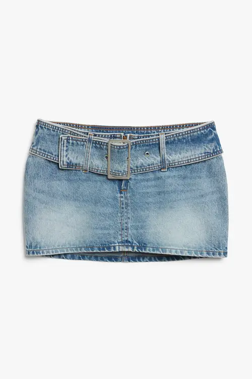 Monki Low Waist Denim Mini Skirt Medium Blue, Nederdele I størrelse 46